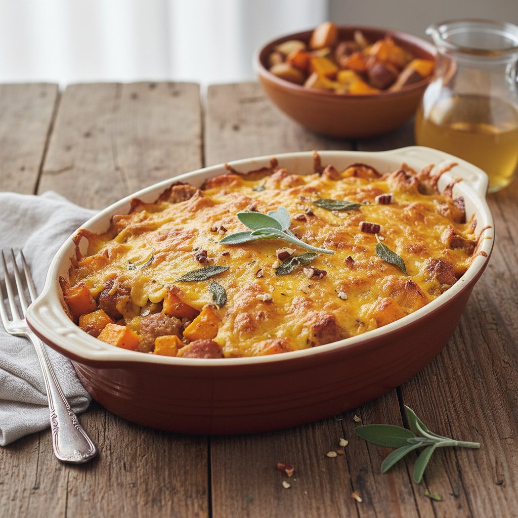 Hearty Midwest Harvest Casserole with Cheddar and Sage