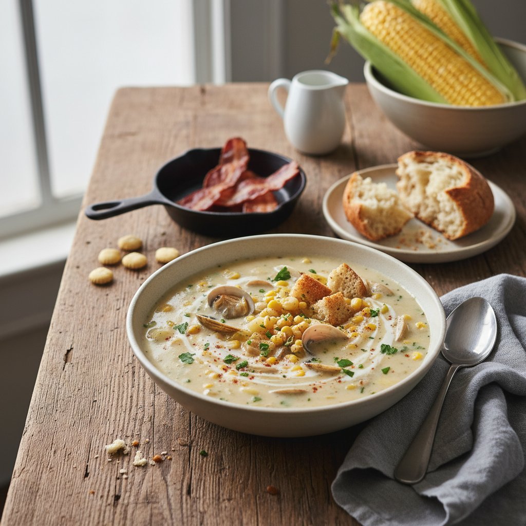 Hearty New England Clam and Corn Chowder