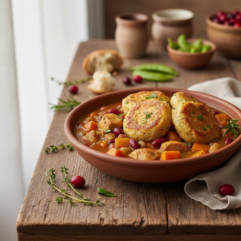 Hearty New England Harvest Stew with Herbed Dumplings