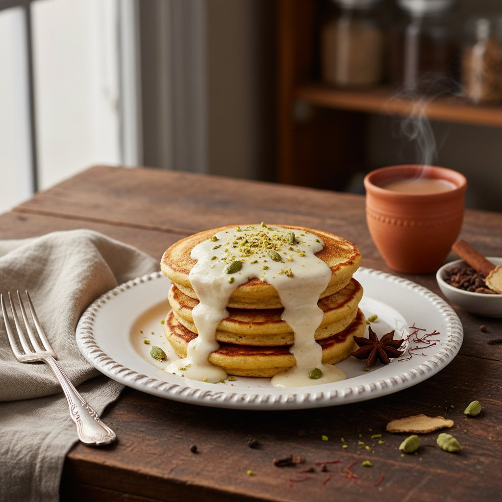 Heavenly Indian Masala Chai Pancakes with Cardamom Cream