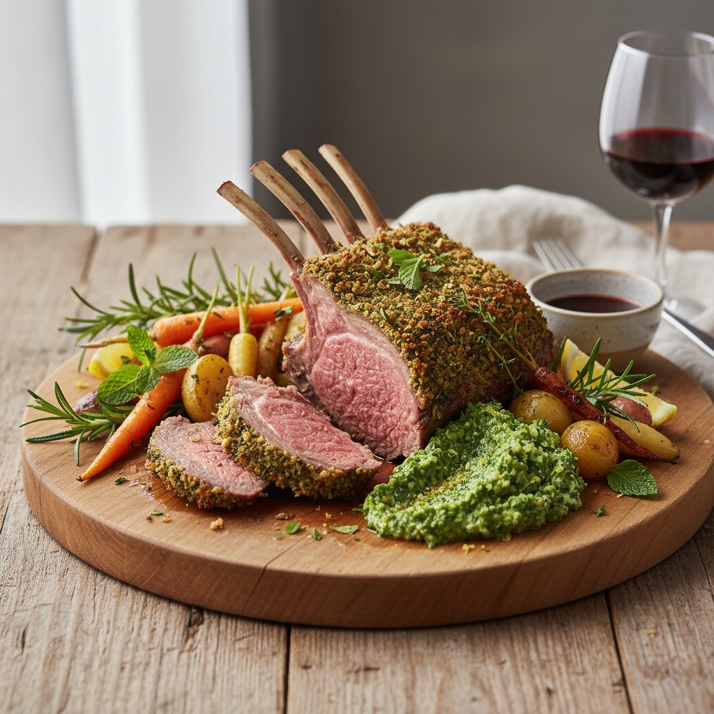 Herb-Crusted Rack of Lamb with Mint Gremolata