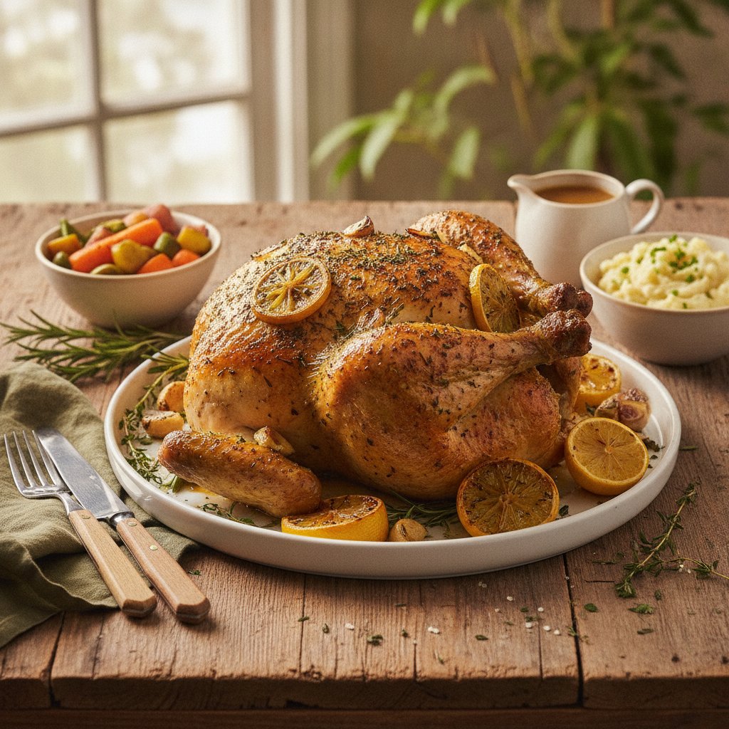 Herb-Crusted Roast Chicken with Lemon and Garlic