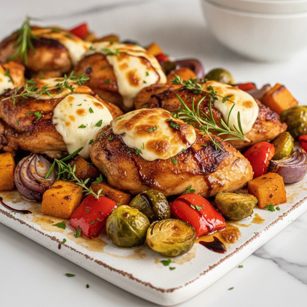 Honey-Balsamic Roasted Vegetable and Herb Chicken Sheet-Pan Delight