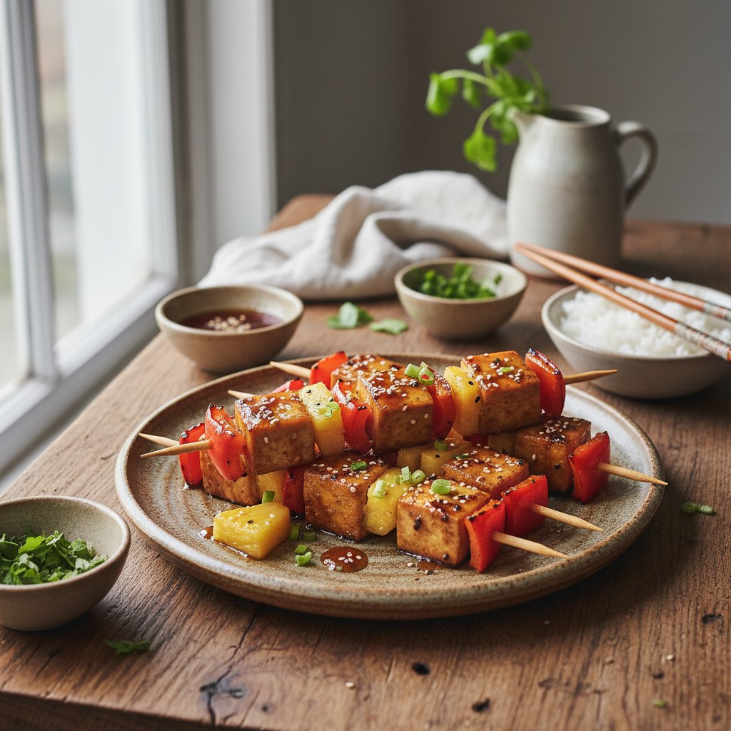 Honey-Glazed Teriyaki Tofu Skewers