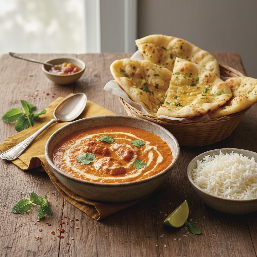 Indian Butter Chicken with Garlic Naan