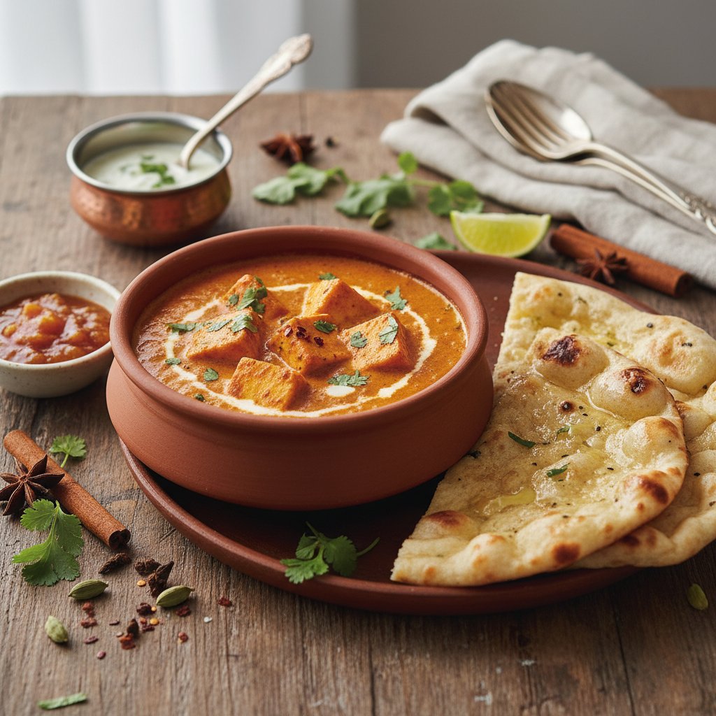 Indian Butter Paneer with Naan Bread