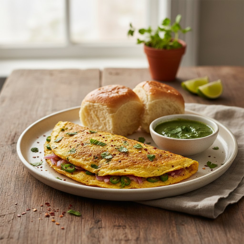 Indian Masala Omelette with Fresh Coriander