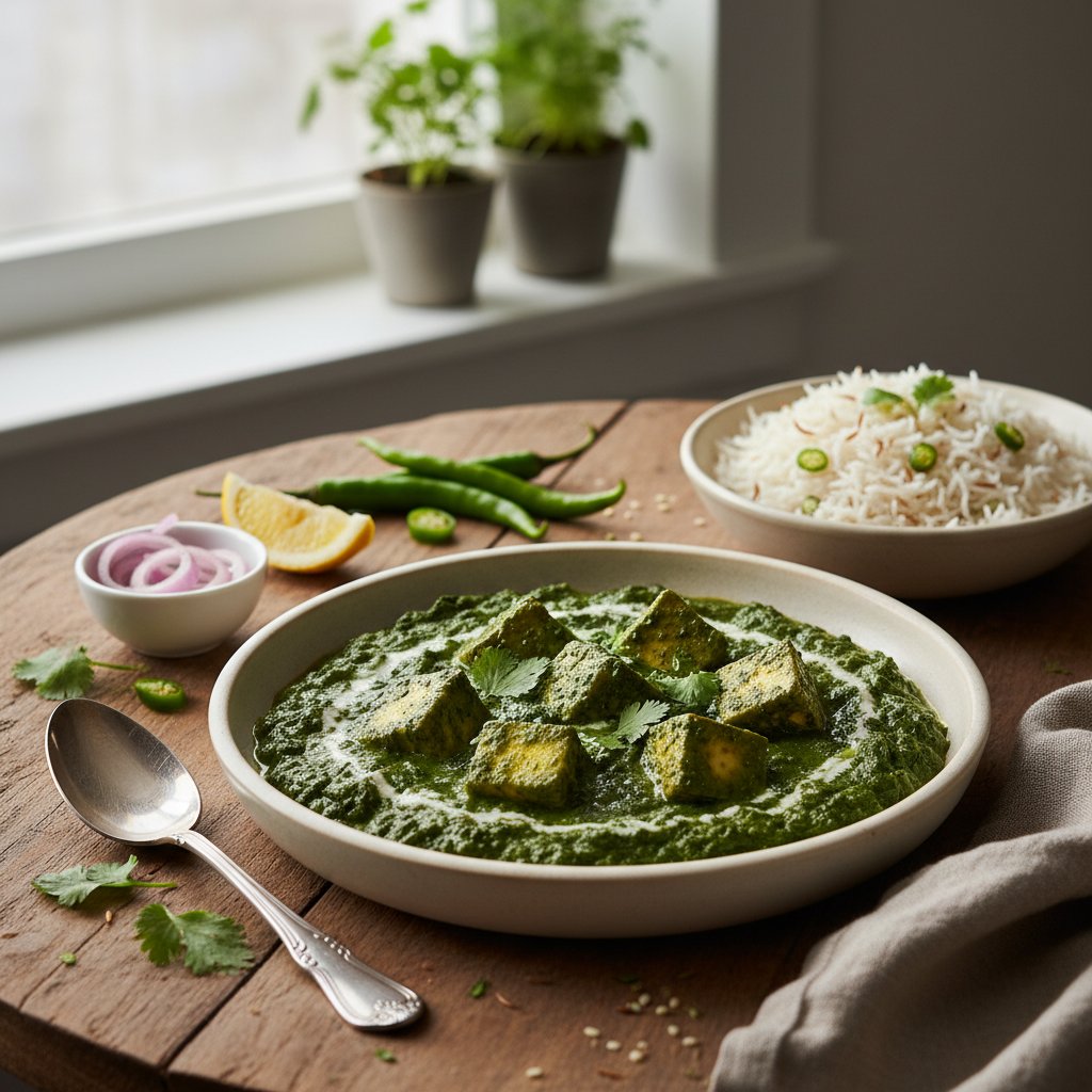 Indian Palak Paneer with Cumin Rice