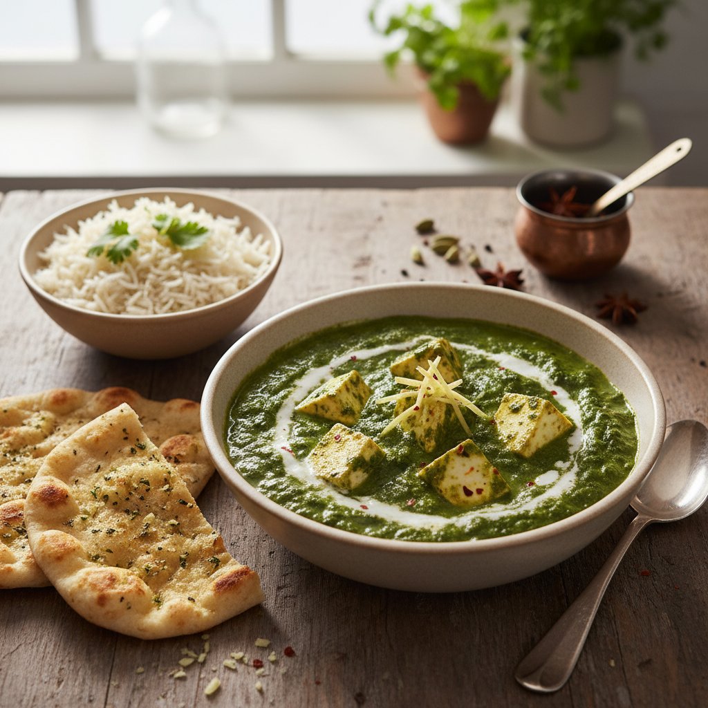 Indian Palak Paneer with Spinach and Paneer