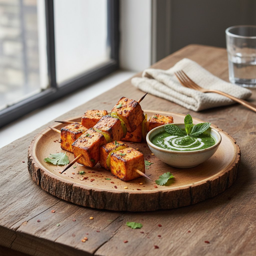 Indian Paneer Tikka with Mint Chutney