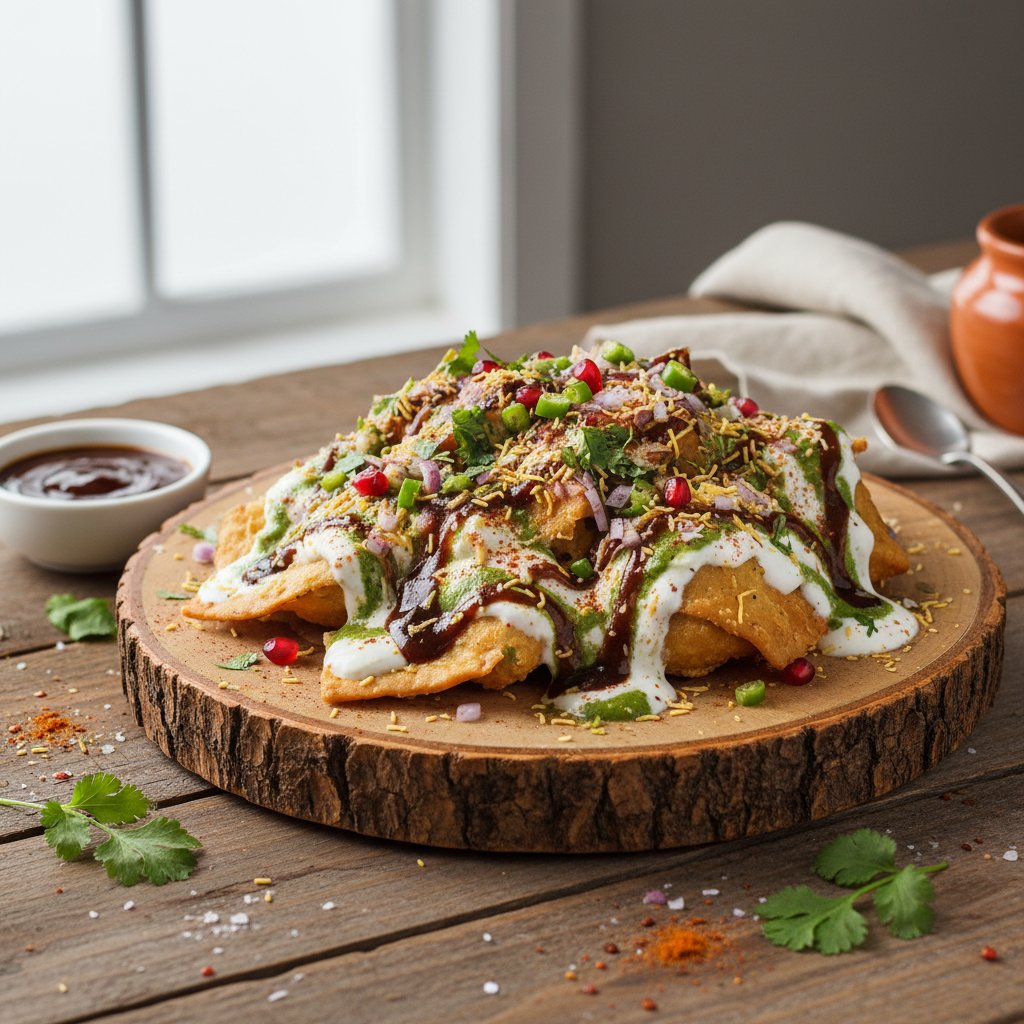Indian Samosa Chat with Tamarind Chutney