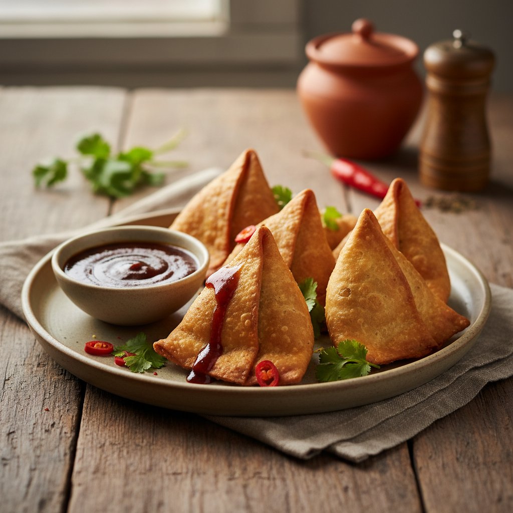 Indian Samosas with Tamarind Chutney