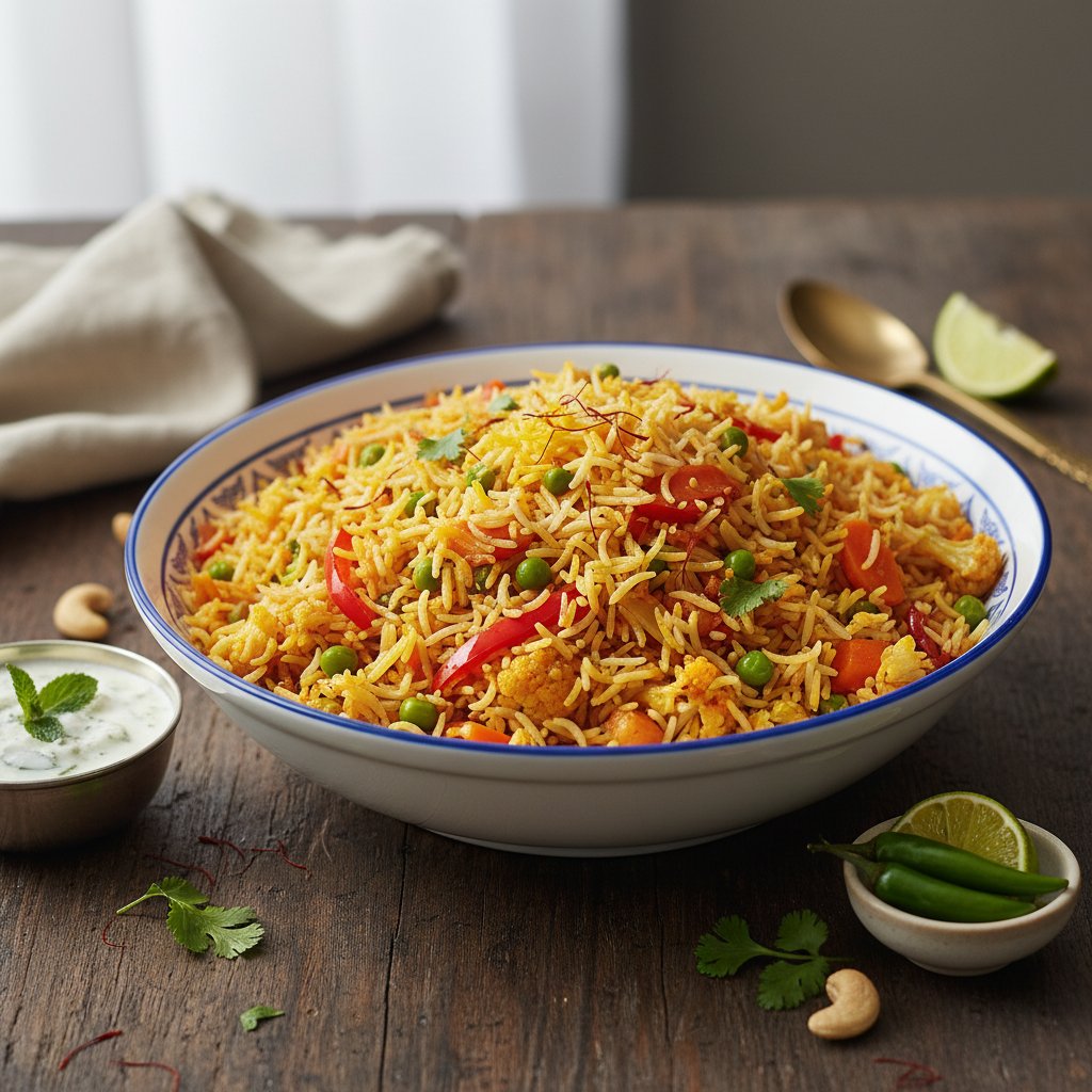 Indian Vegetable Biryani with Saffron