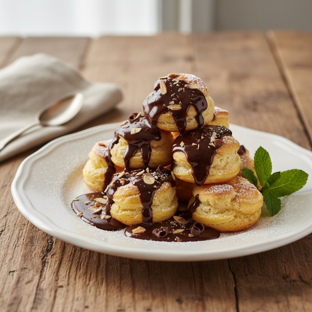 Indulgent French Profiteroles with Chocolate Sauce
