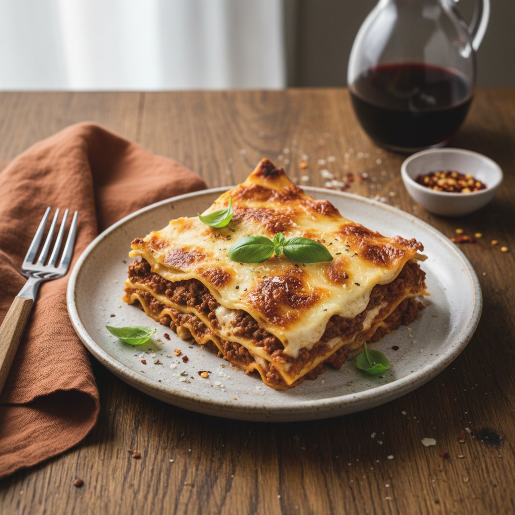 Italian Bolognese Lasagna with Bechamel Sauce