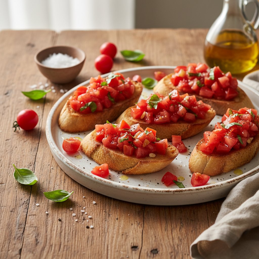 Italian Bruschetta with Fresh Tomato and Basil