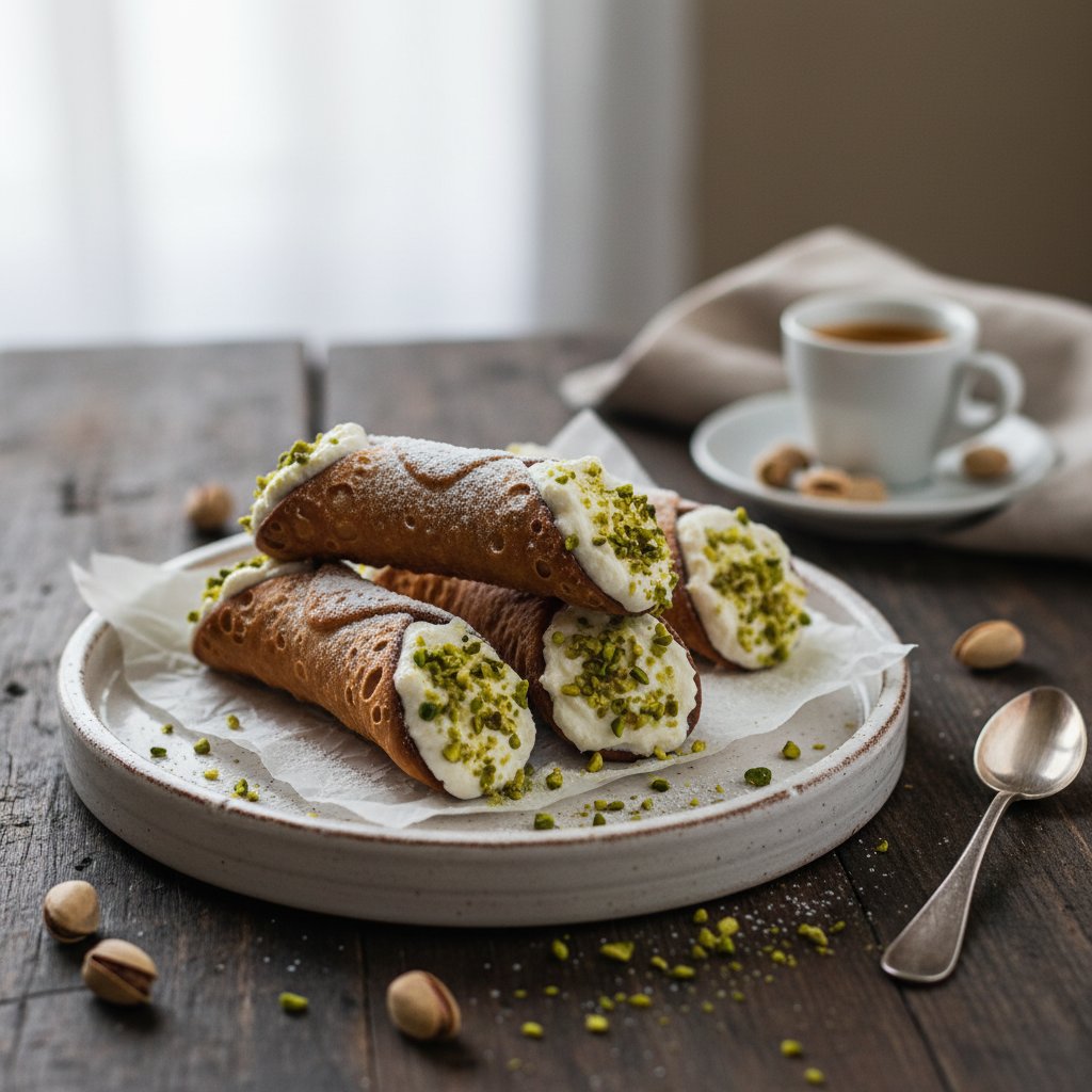 Italian Cannoli with Ricotta and Pistachios