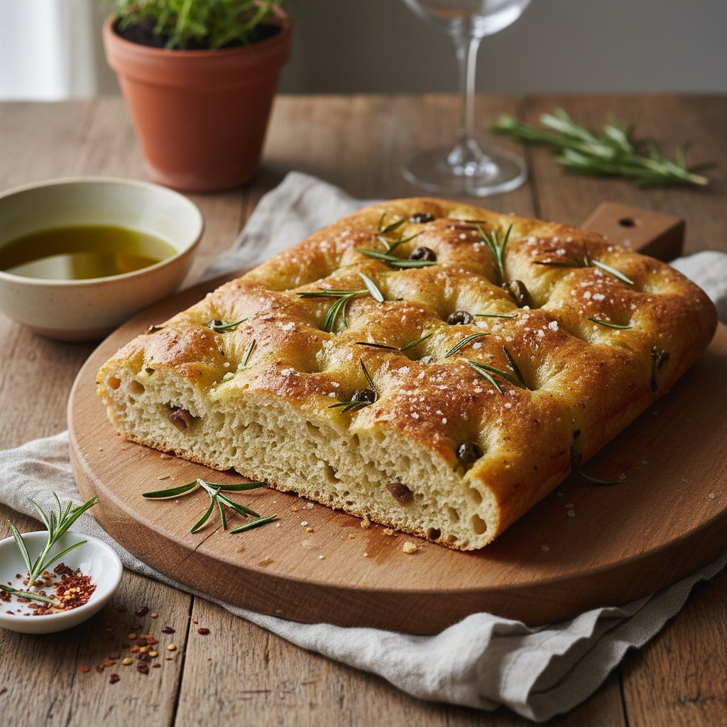 Italian Focaccia Bread with Rosemary and Sea Salt