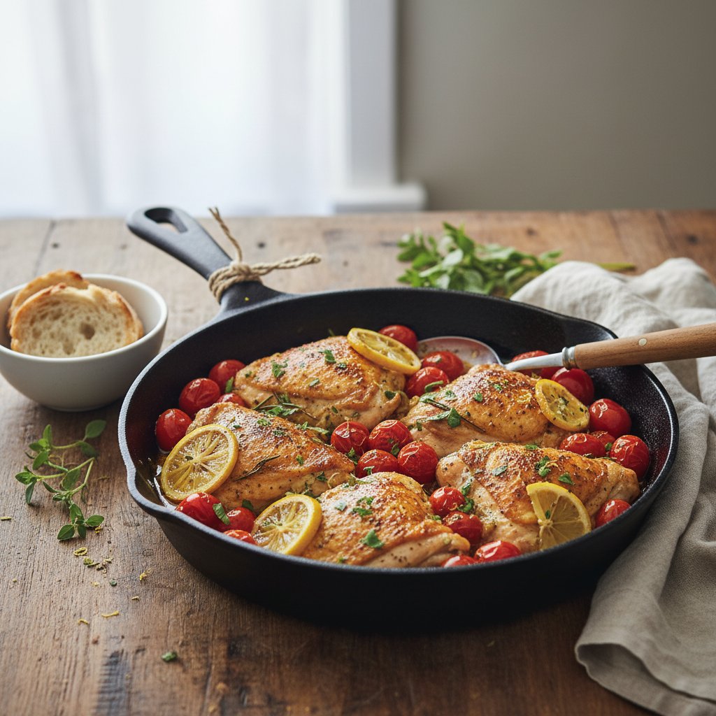 Italian Lemon Herb Chicken Skillet with Cherry Tomatoes
