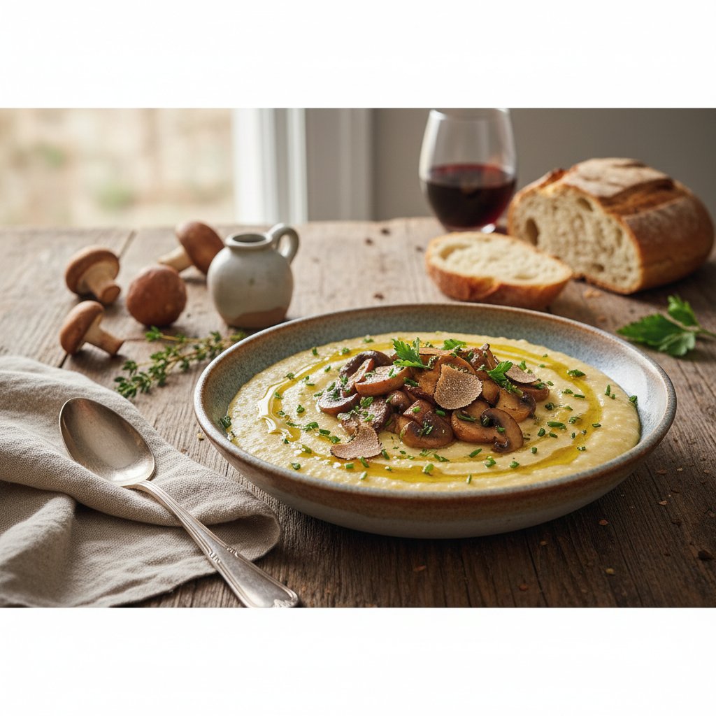 Italian Mushroom Polenta with Truffle Oil