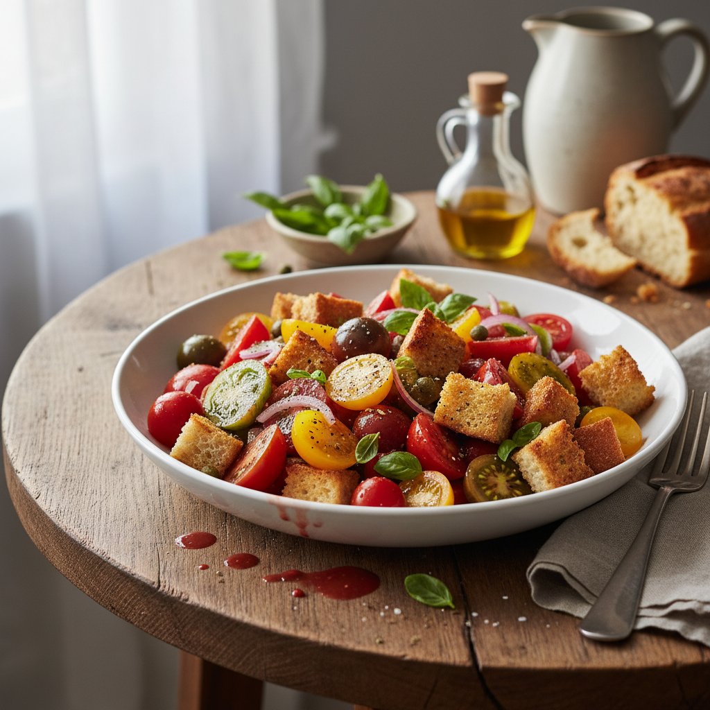 Italian Panzanella Bread Salad with Heirloom Tomatoes