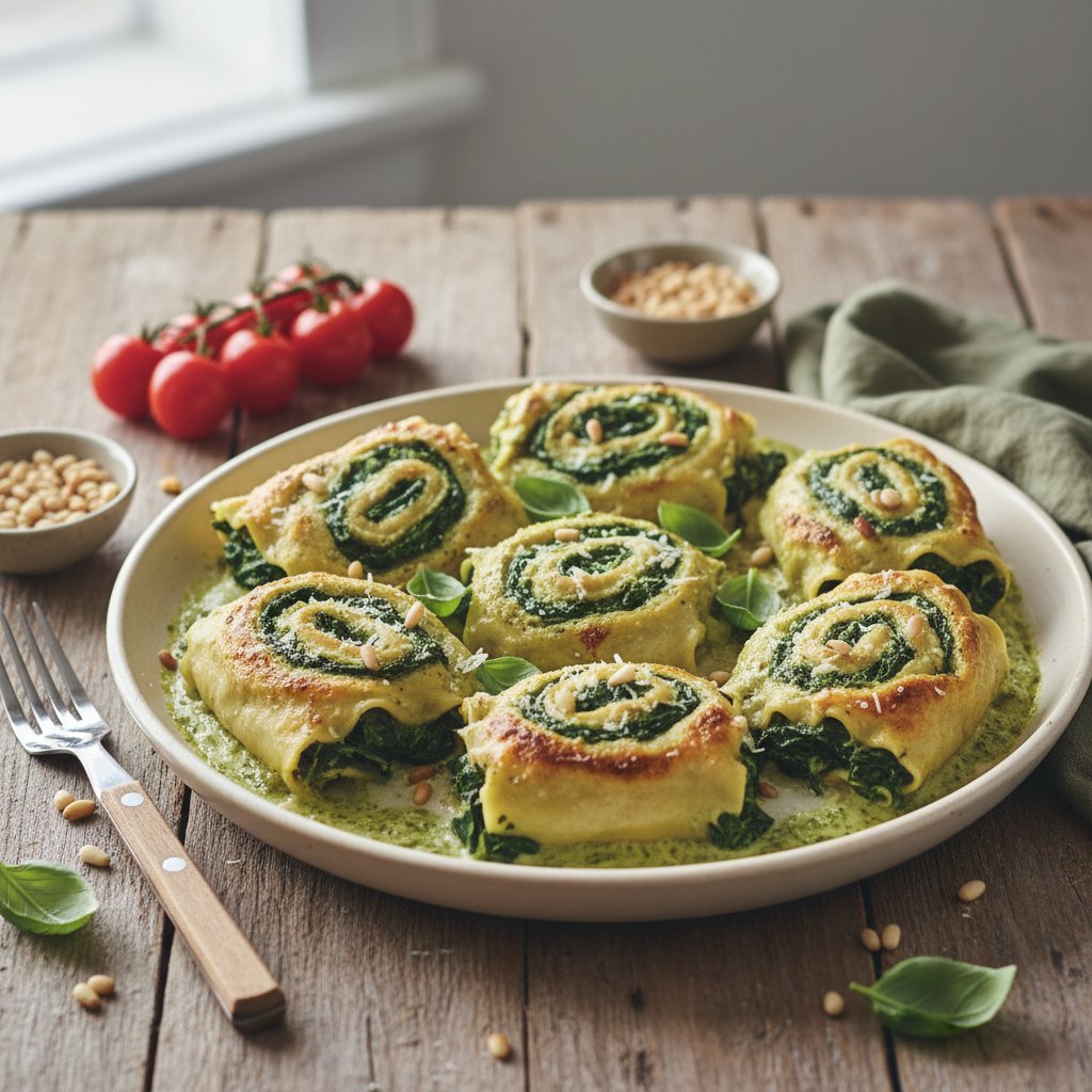 Italian Pesto Lasagna Roll-Ups with Spinach