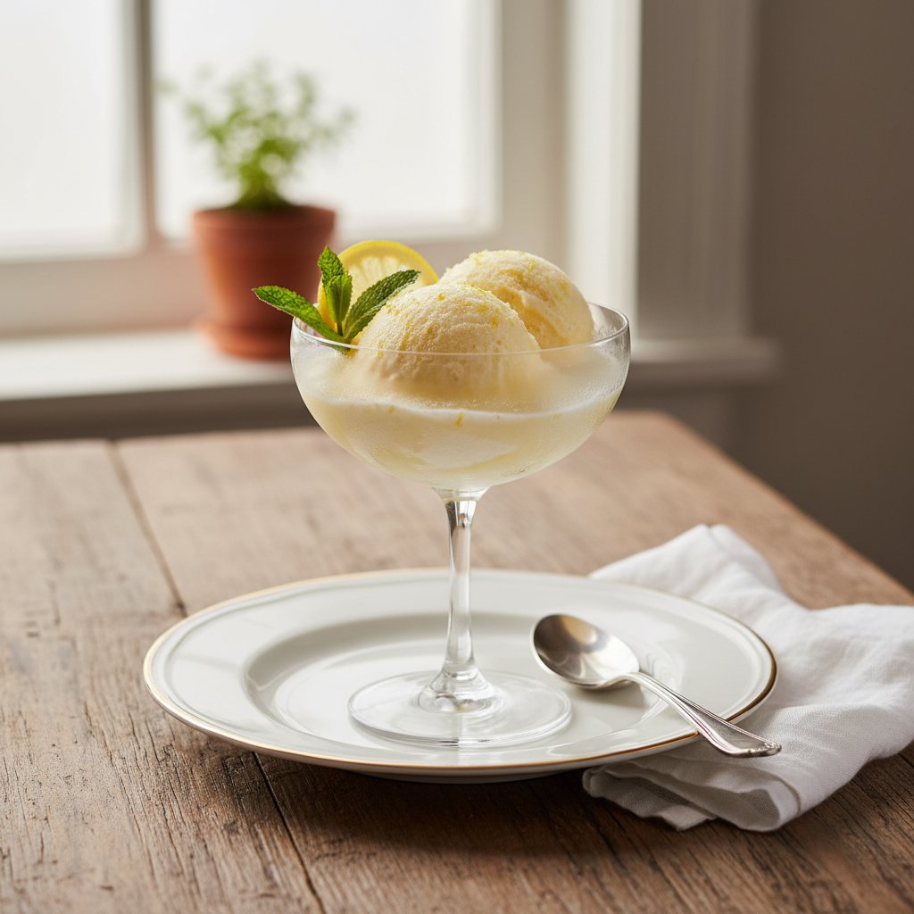 Italian Prosecco and Lemon Sorbet