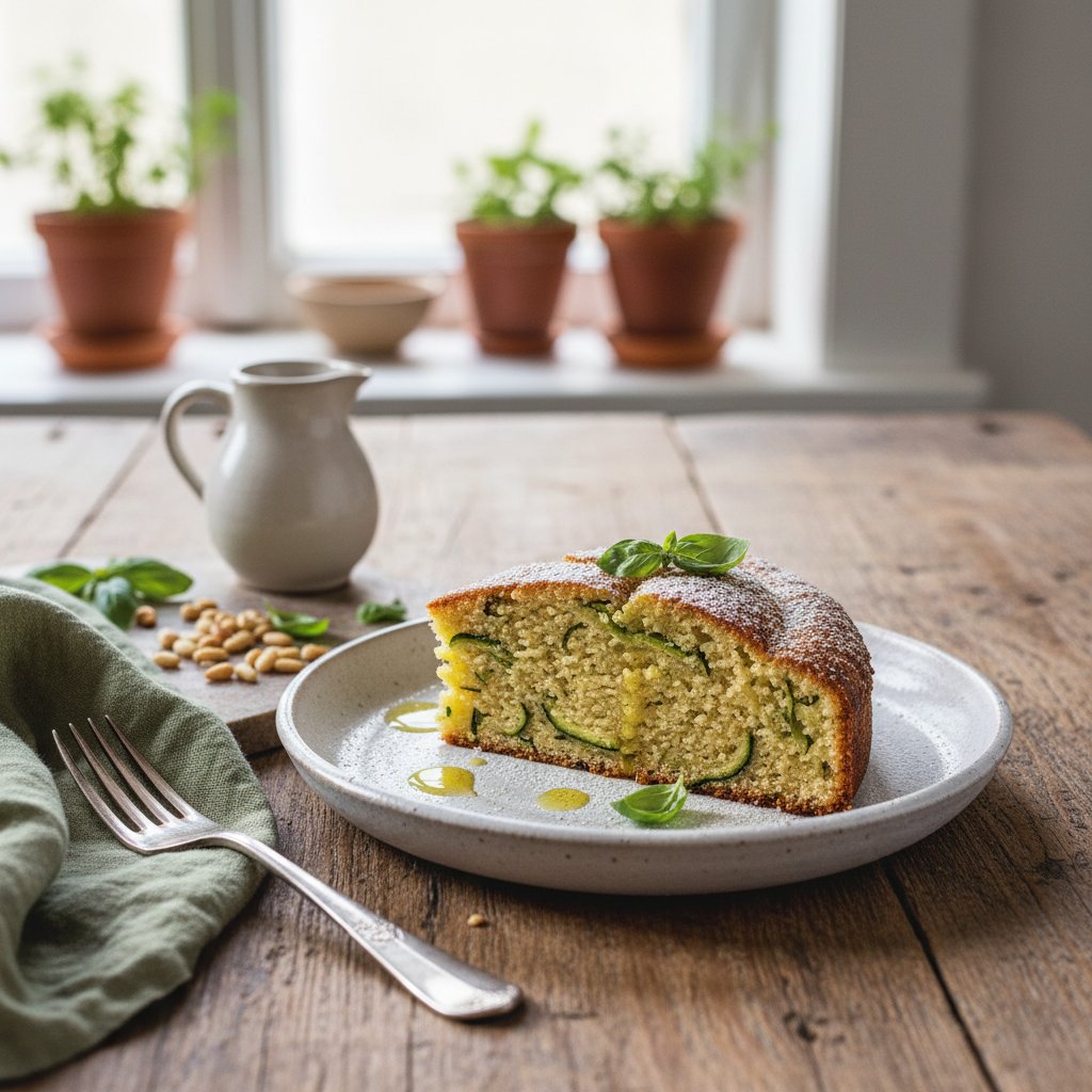 Italian Zucchini and Basil Olive Oil Cake