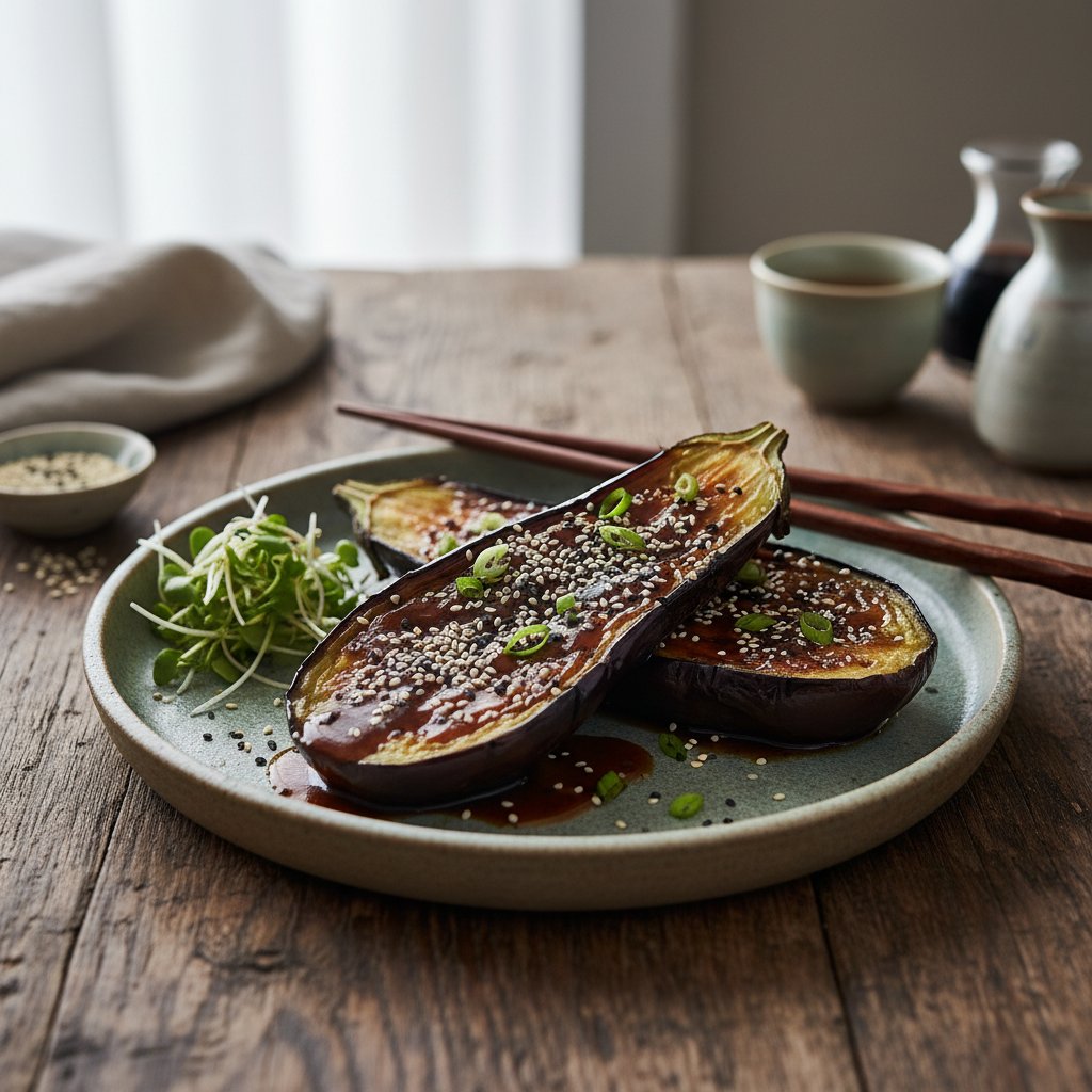 Japanese Miso Glazed Eggplant with Sesame Seeds