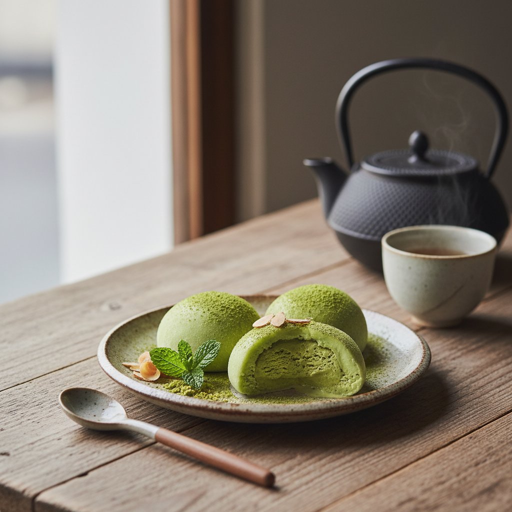 Japanese Mochi Ice Cream with Green Tea Flavor