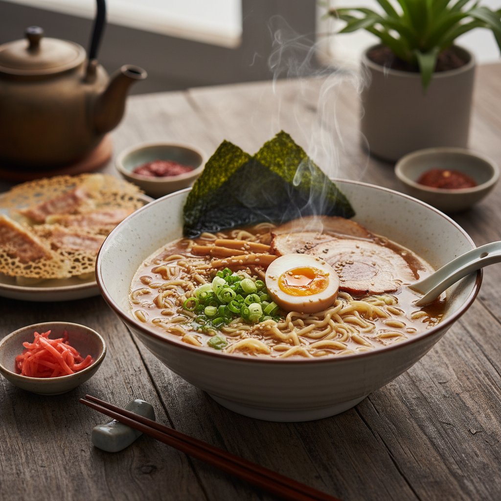 Japanese Ramen Noodles with Soft-Boiled Egg