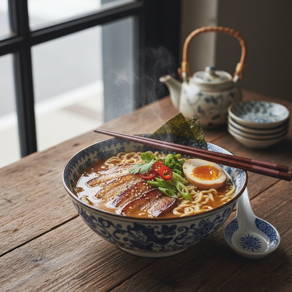 Japanese Ramen with Pork Belly and Soft Boiled Egg