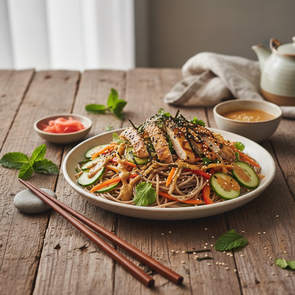 Japanese Soba Noodle Salad with Sesame Dressing