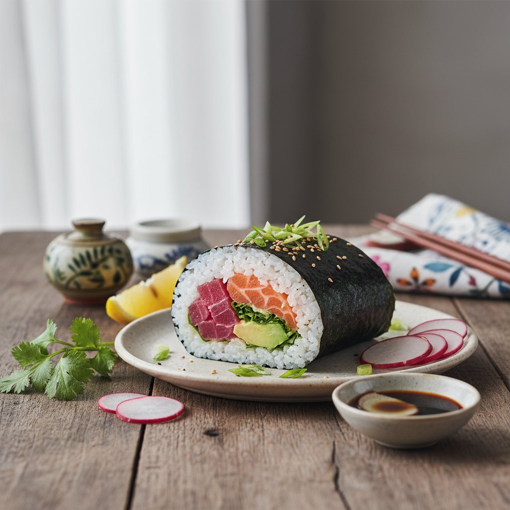 Japanese Sushi Burrito with Fresh Fish