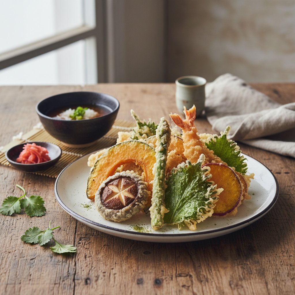 Japanese Tempura Vegetables with Dipping Sauce