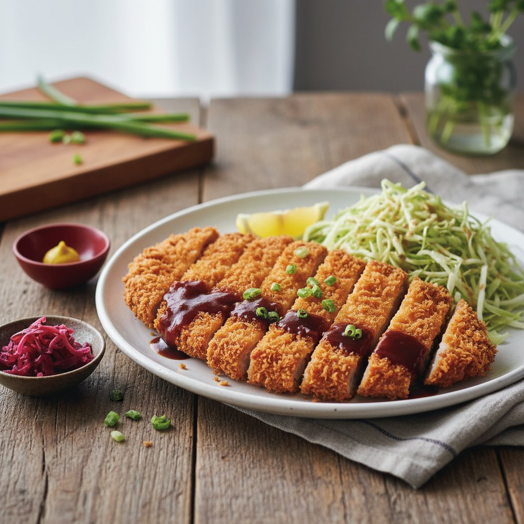 Japanese Tonkatsu Pork Cutlet with Cabbage Slaw