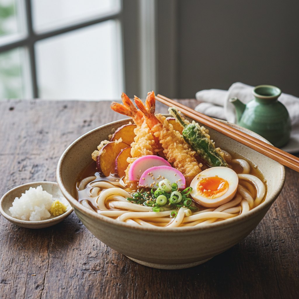 Japanese Udon Noodle Soup with Tempura