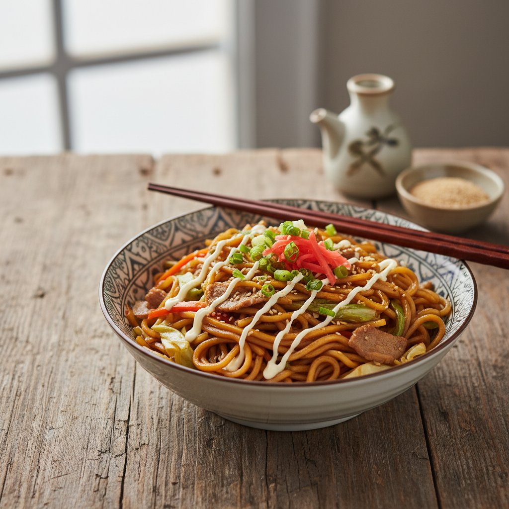 Japanese Yakisoba Noodles with Vegetables