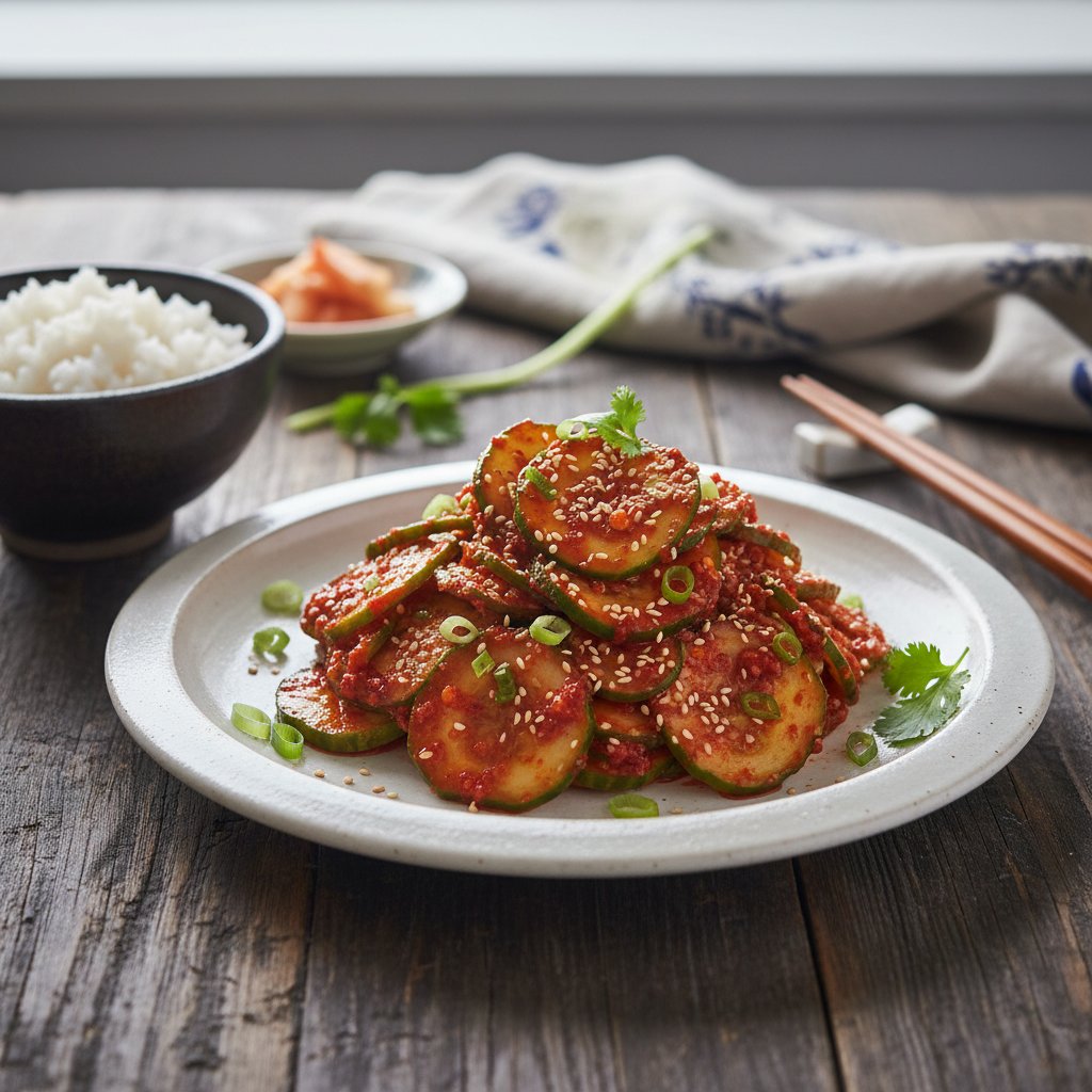 Korean Cucumber Kimchi with Spicy Dressing