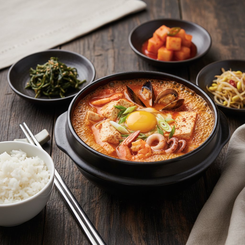 Korean Soft Tofu Stew with Seafood