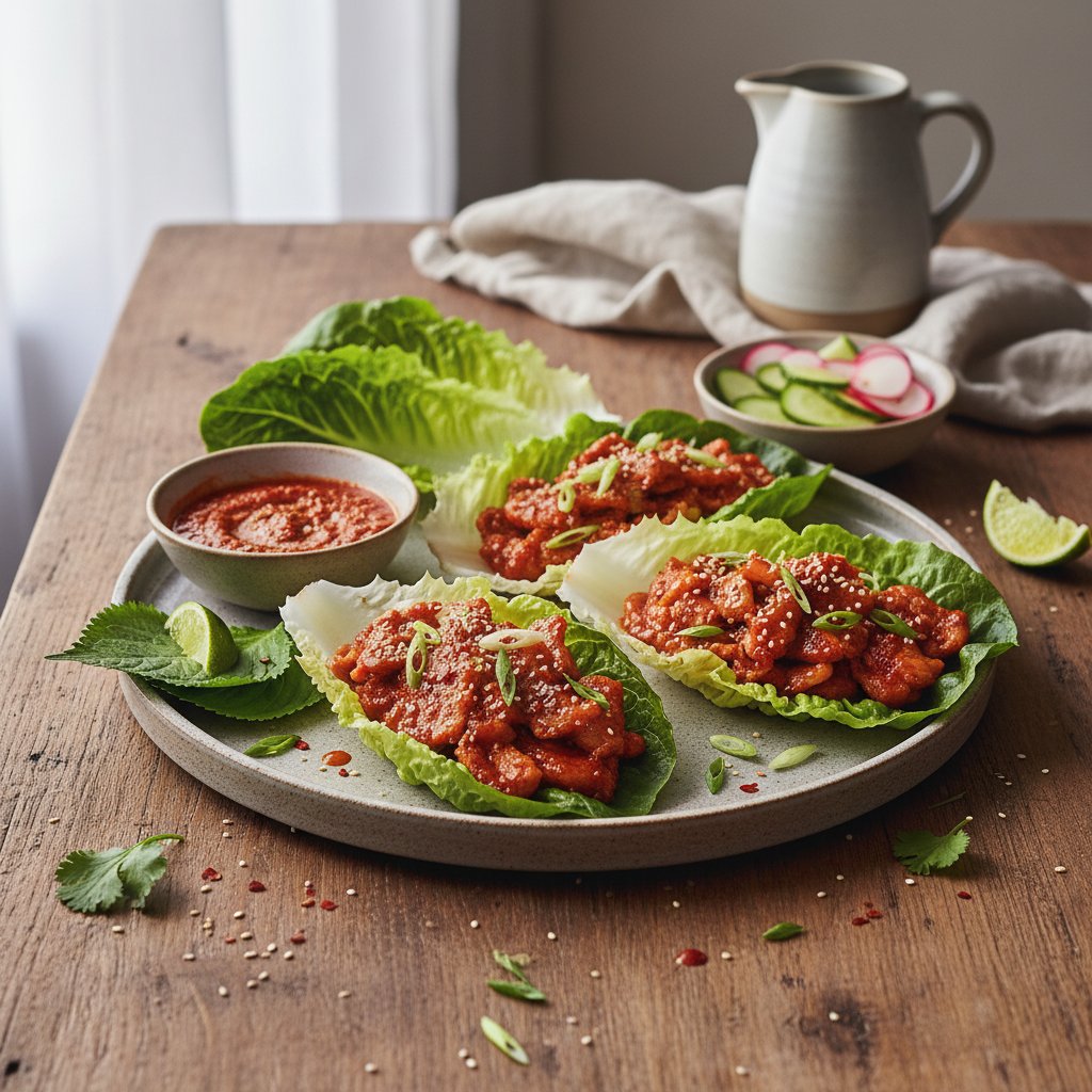 Korean Spicy Pork Bulgogi Lettuce Wraps