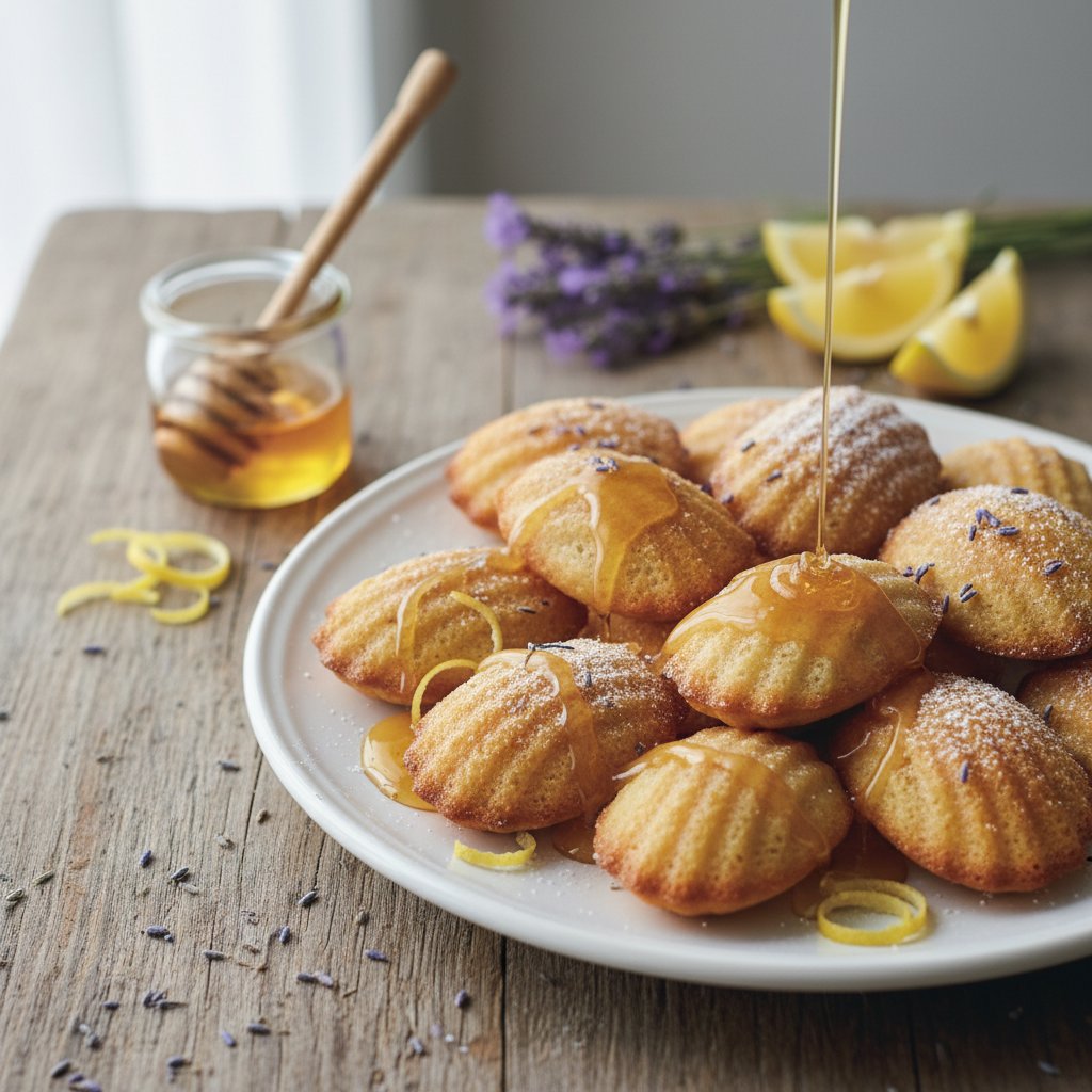 Lavender Lemon Madeleines with Honey Drizzle