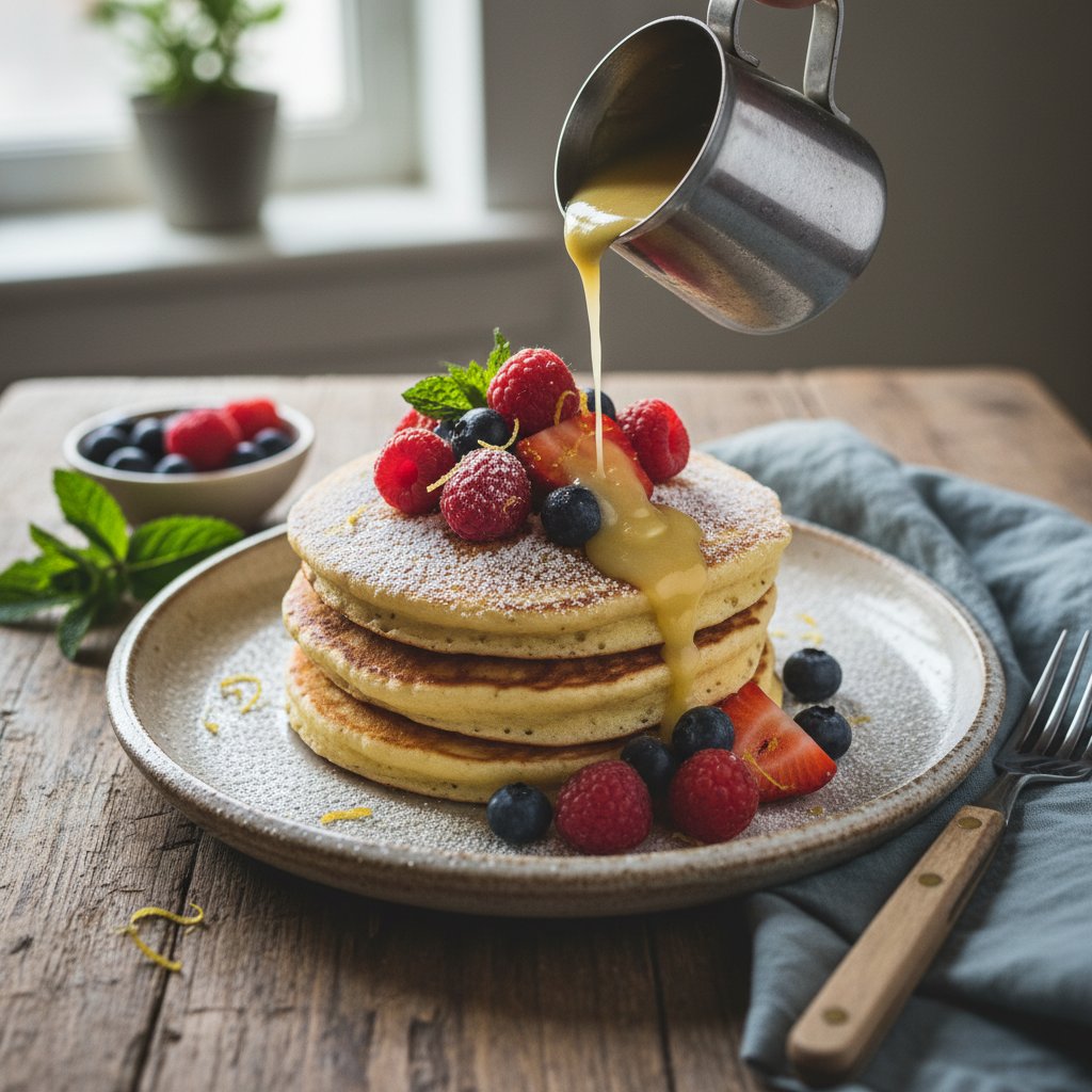 Lemon Ricotta Pancakes with Fresh Berries