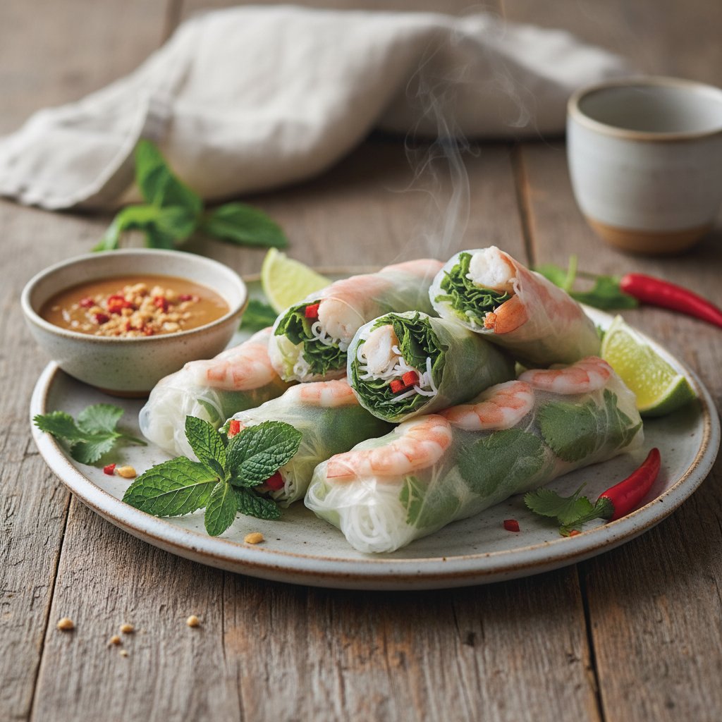 Light and Fresh Vietnamese Summer Rolls with Shrimp