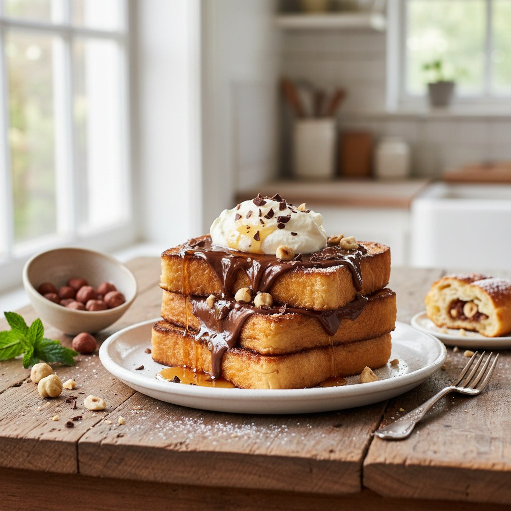 Luscious Chocolate Hazelnut French Toast with Whipped Mascarpone