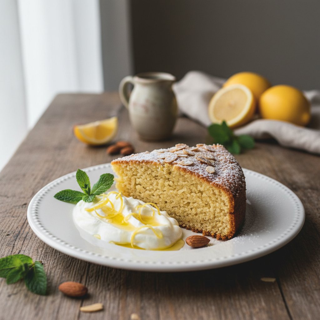 Luscious Mediterranean Lemon Olive Oil Cake with Almond and Yogurt