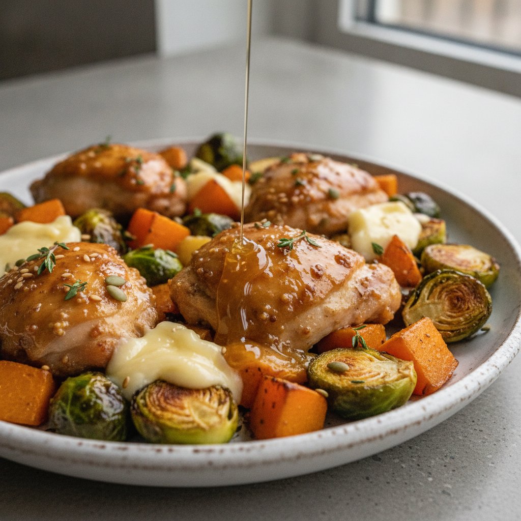 Maple-Mustard Glazed Autumn Harvest Sheet-Pan Dinner
