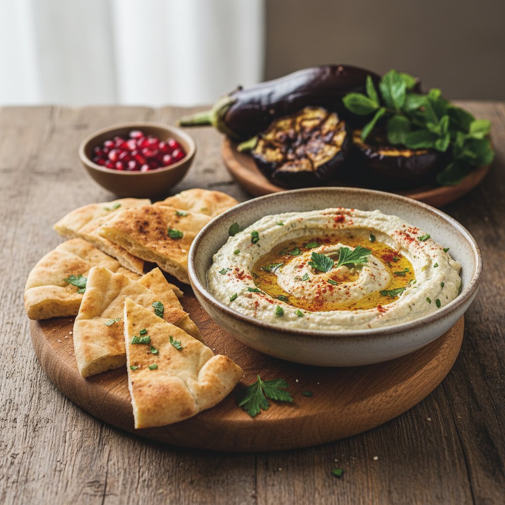 Mediterranean Baba Ganoush with Pita Bread