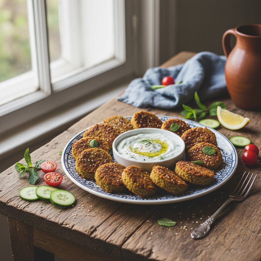 Mediterranean Baked Falafel with Tzatziki Sauce