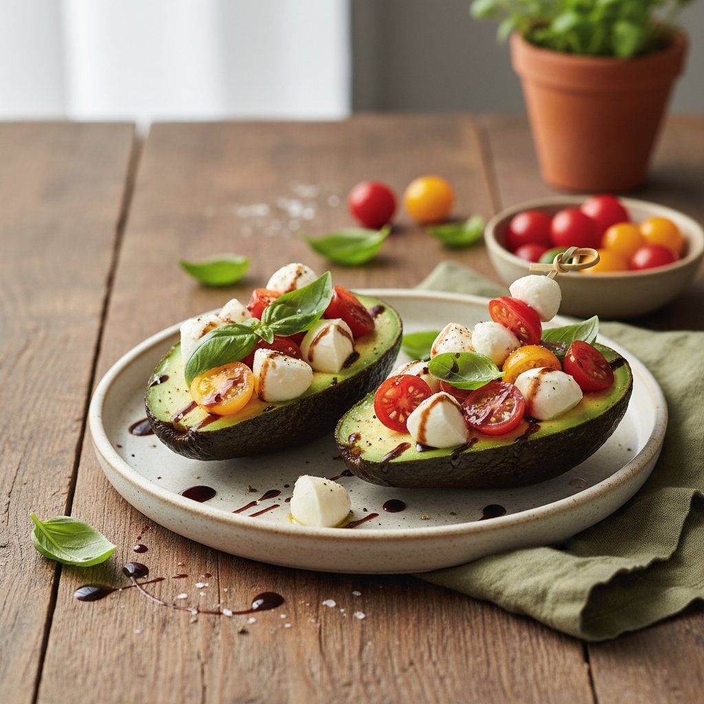 Mediterranean Caprese Stuffed Avocados